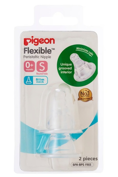 Pigeon Softouch Peristaltic Plus Wide Neck Silicone Nipple SS, 0+ Months, Clear