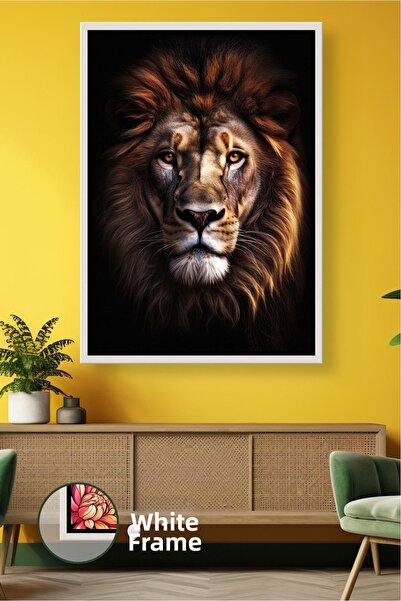 KOSS Dijital Πίνακας τοίχου με αρσενικό λιοντάρι σε σκούρο τόνο με θέμα τα ζώ...