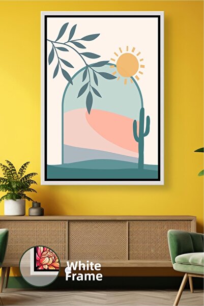 KOSS Dijital Decor de perete în stil boho cu soare și cactus, pictură pe pânz...