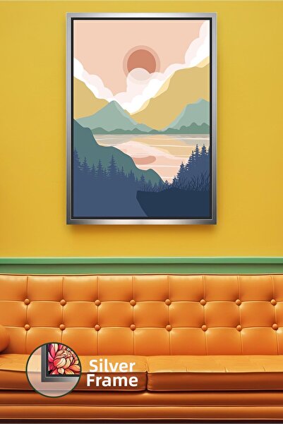 KOSS Dijital Pictură murală cu peisaj de lac și munte, tematică naturală, pen...