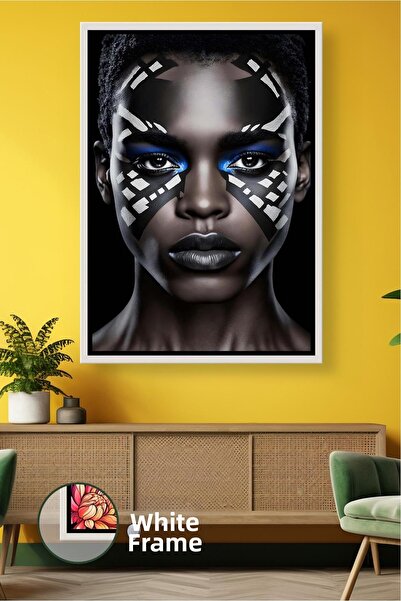 KOSS Dijital Pictură pe pânză înrămată cu detaliu albastru, ton negru, cu faț...