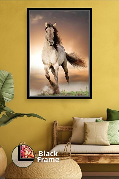 KOSS Dijital Decor de perete cu cal alergând alb, peisaj natural, pictură pe ...