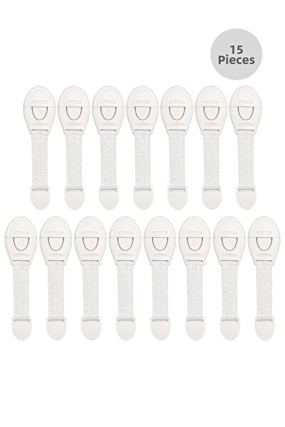 ketbox 15 قطعة للأطفال، درج الأطفال، الخزانة، قفل حماية سلامة السلع البيضاء - قفل متعدد الأغراض