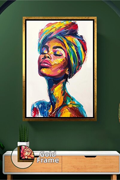 KOSS Dijital Цветен портрет на африканска жена, изкуство за стена, визуален м...