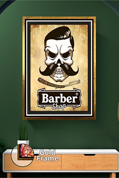 KOSS Dijital Εικόνα σε καμβά με κορνίζα τοίχου, με θέμα τον κουρέα, με γένια ...