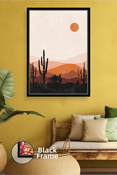 KOSS Dijital Peisaj de deșert cu cactus în tonuri de apus de soare, artă de p...