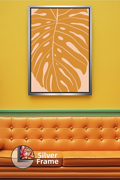 KOSS Dijital Pictură pe pânză înrămată cu model de frunze tropicale în tonuri...