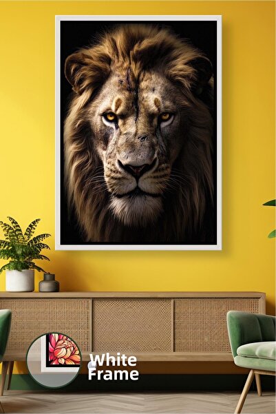 KOSS Dijital Pictură murală cu leu, fundal întunecat, tematică cu animale, de...