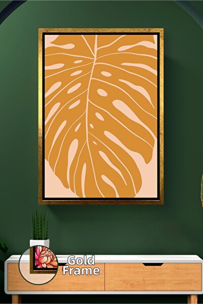 KOSS Dijital Pictură pe pânză înrămată cu model de frunze tropicale în tonuri...