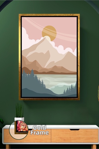 KOSS Dijital Pictură murală cu peisaj de munte și lac, tematică natură, decor...