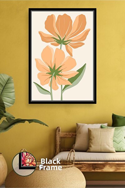 KOSS Dijital Decor de perete boem cu model de flori portocalii, pictură pe pâ...