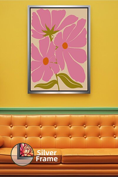 KOSS Dijital Decor de perete boem cu flori roz, model floral, accesoriu pentr...