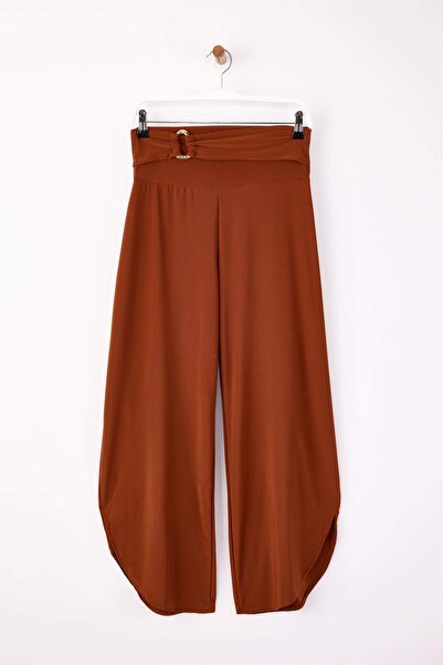 Trendyol Collection Kiretil Barrel Elastic Waist Accessory Detail Regular Waist Flexible Knitted Pants Twoss26Pl00001
