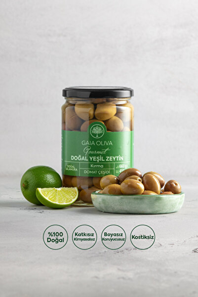 Gaia Oliva Doğal Yeşil Zeytin, Kırma Domat Çeşidi, Doğal Salamura, Net: 660 gr