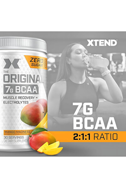 xtend Original BCAA Powder, Zero Sugar, Zero Calories, Post Workout Muscle - Mango Madness (30 Servings)