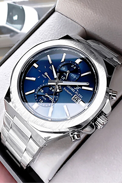 Daniel Klein ساعة يد رجالية كاملة الأكتيف 3 أتم مقاومة للماء باللون الفضي وسوار فولاذي + سوار من الحجر الطبيعي CBK86