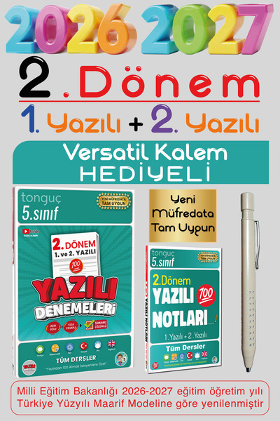 Tonguç Yayınları Tonguç 5. Sınıf 2. Dönem 1. ve 2. Yazılı Notları Tüm Dersler & Yazılı Denemeleri Konu Soru Bankası
