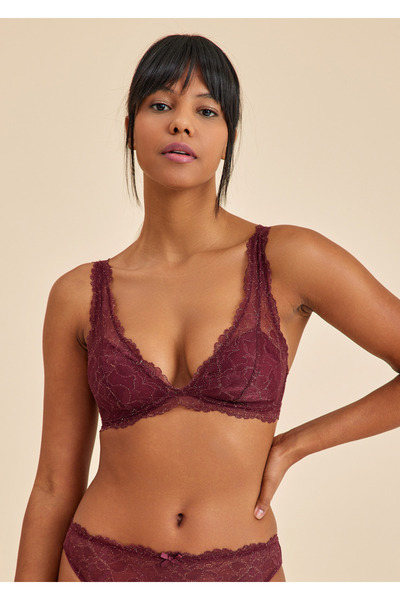 Amarelle Roma Bordo Dantelli Sütyen- Bralet Balensiz Dolgusuz