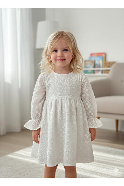 BİLGEN Style Рокля за момичета с детайл на яката, подплата от тюл, памук, рок...