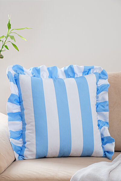 ASDİVA Husa de perna decorativa Brezza cu volane dungi albastru-alb 45x45