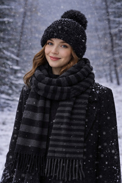 kuru Set de iarnă Super Double – Combinație de beretă și eșarfă pentru femei ...