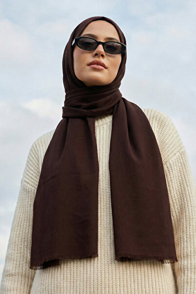 MODA شال مريح من القطن من سلسلة Pure Line بلون بني داكن