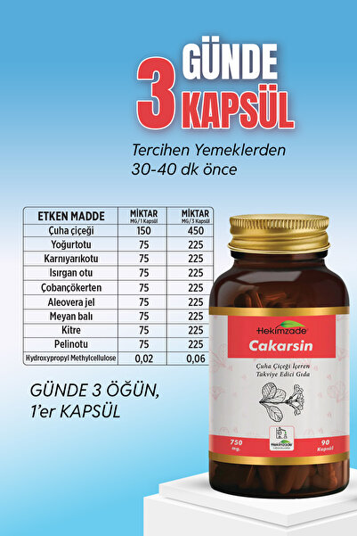 Hekimzade Cakarsin 90 Kapsül 750mg - Çuha Çiçeği Içeren Takviye Edici Gıda