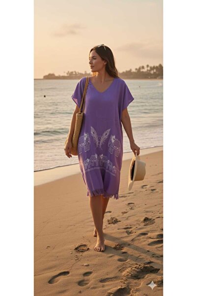 Nevin Acar Φόρεμα παραλίας Peshtemal από μπαμπού με μισό μανίκι