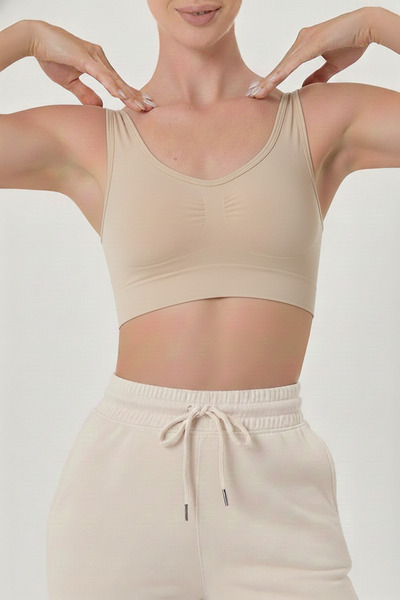 MİSTİRİK Rosella Model Sıkılaştırıcı Kalın Askılı Pedsiz Büstiyer Ten Renk06