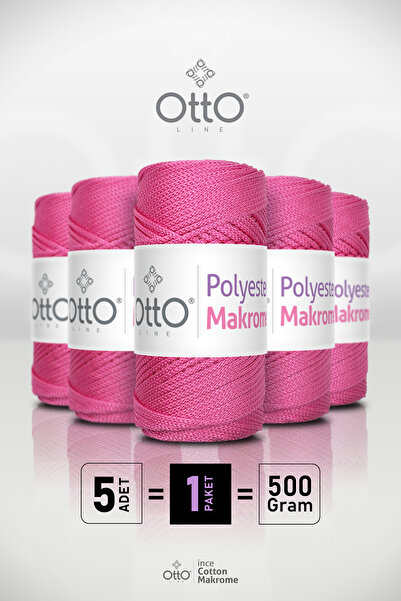 Otto خيط مكرامية من البوليستر - فوشيا - عبوة من 5 قطع - 2 مم/100 جرام/100 متر...