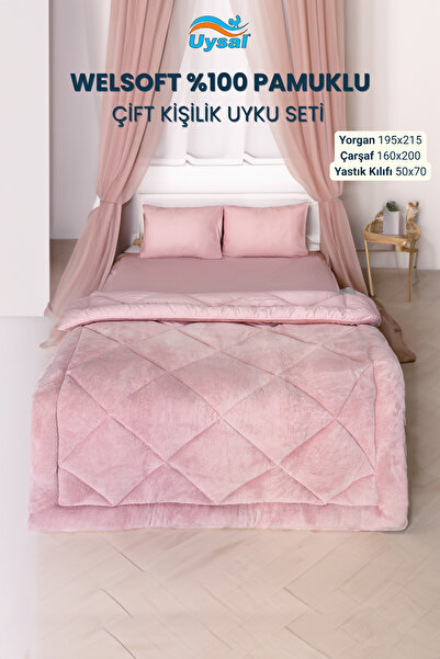 UYSAL WELSOFT AKFİL ÇİFT KİŞİLİK UYKU SETİ 195x215 PUDRA