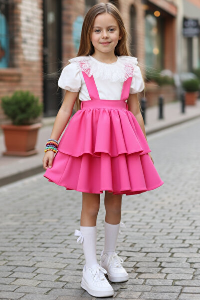 Parla Kids Set pentru fete Helen Pink Ecru Dantela Bluza cu maneca scurta si ...