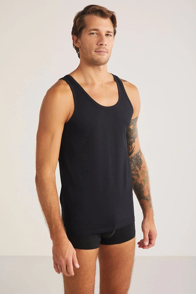 Kom Scott 2-Piece Basic Men's Tank Top with Straps - Black