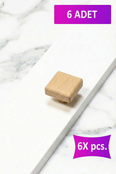 merbiles 6 Adet Kare Ahşap Kulp Çocuk Bebek Odası Mobilya Kulpu Dolap Çekmece Düğme Kulp