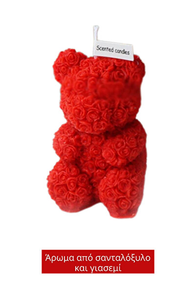 clickzu Αρωματικό κερί σε σχήμα αρκουδιού με χειροποίητα σκαλισμένα τριαντάφυ...