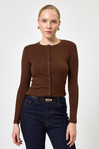 Rays 8270A Front Buttoned Long Sleeve Badi Brown