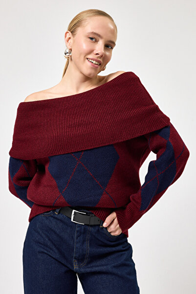 Rays 2123 Pulover cu model Baklava Burgundy-Navy