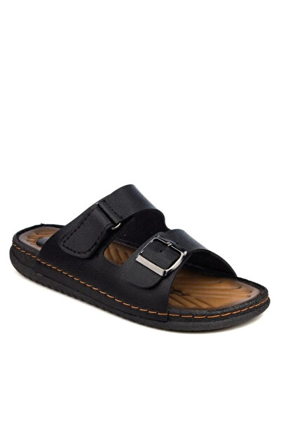 GEZER Tek Tokalı Erkek Masaj Tabanlı Anatomik Terlik Siyah