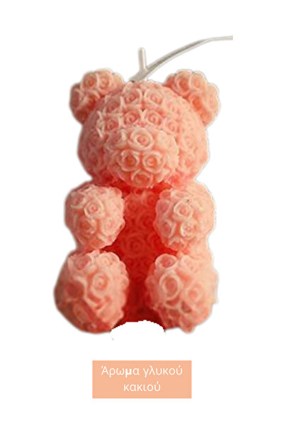 clickzu Αρωματικό κερί σε σχήμα αρκουδιού με χειροποίητα σκαλιστά τριαντάφυλλ...