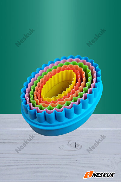 Neskuk قالب بسكويت بيضاوي الشكل مكون من 6 قطع من قوالب السكر والبلاستيسين