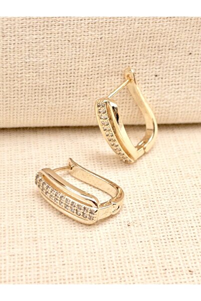 Siya Silver Zirkon Taşlı Dikdörtgen Model Çelik Küpe - 1,7 cm