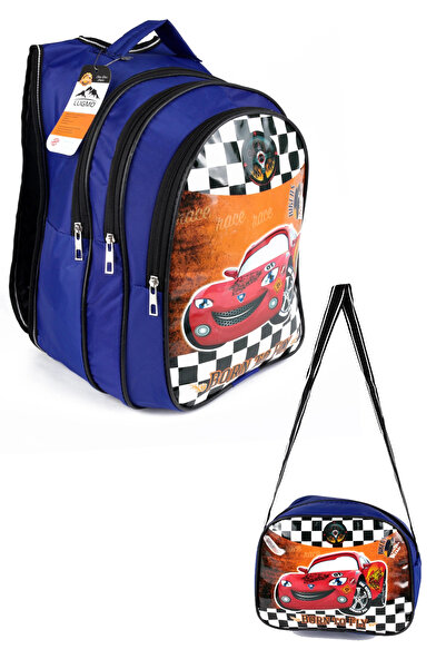 LUGMO Geantă pentru școală primară și cutie de prânz - 3 buzunare cu cărucior...