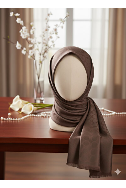 Trablus شال من الصوف والحرير ذو وجهين باللون البني