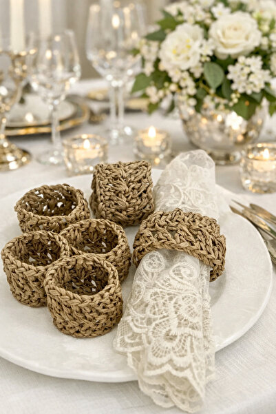 TOM COMPANY Kağıt Ip Peçete Halkası Peçete Yüzüğü 6'lı-Vizon