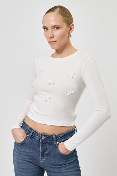 Rays 8264A Crew Neck Ribbon Badi Ecru