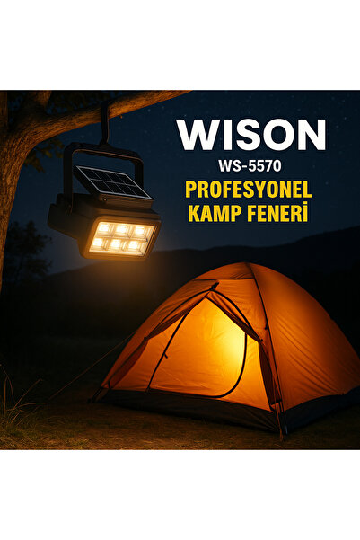 ATLT 200W 220 LED WİSON SOLAR GÜNEŞ ENERJİLİ KAMP FENERİ TELEFON ŞARJ EDEBİLE...