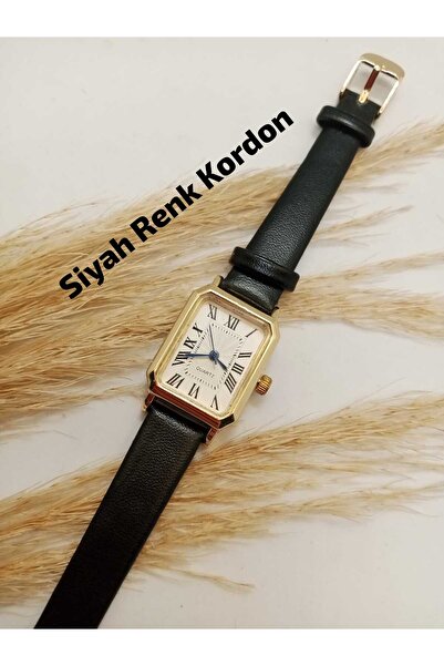 Brality Women's Wristwatch Black Band (Vintage Roman Numerals) Rectangular St...