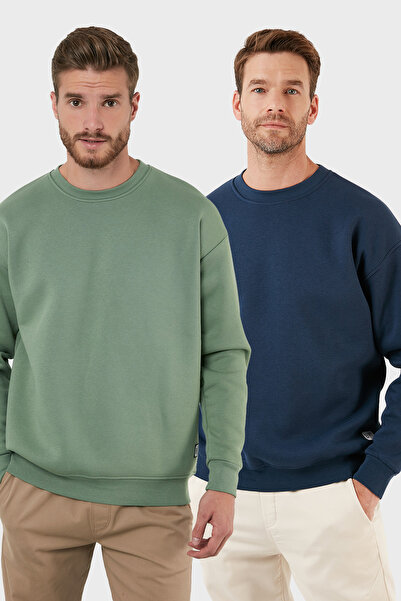 Buratti Ανδρικό φούτερ Regular Fit Crew Neck με λουράκια, συσκευασία 2 τεμαχί...