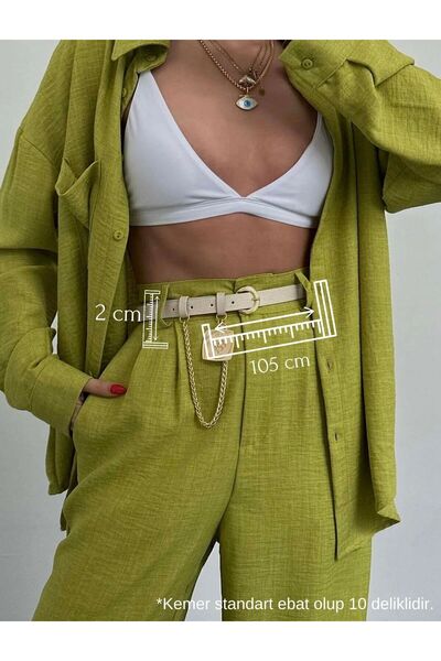 Fiori Curea de pantaloni de damă cu lanț King - Detaliu medalion, pentru haină și rochie