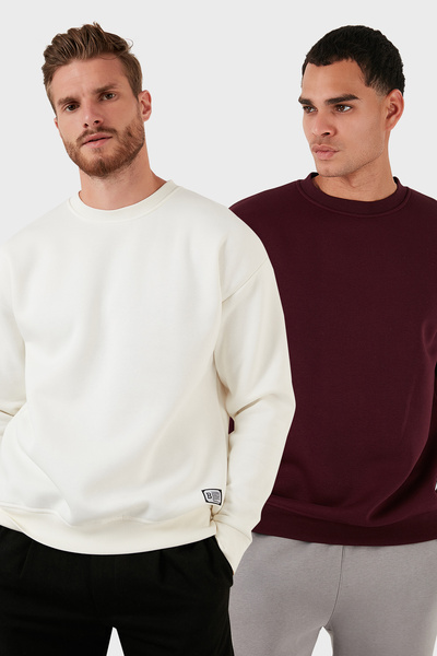 Buratti سترة رياضية للرجال بياقة دائرية وتصميم مموج، عبوة من قطعتين، موديل SW...